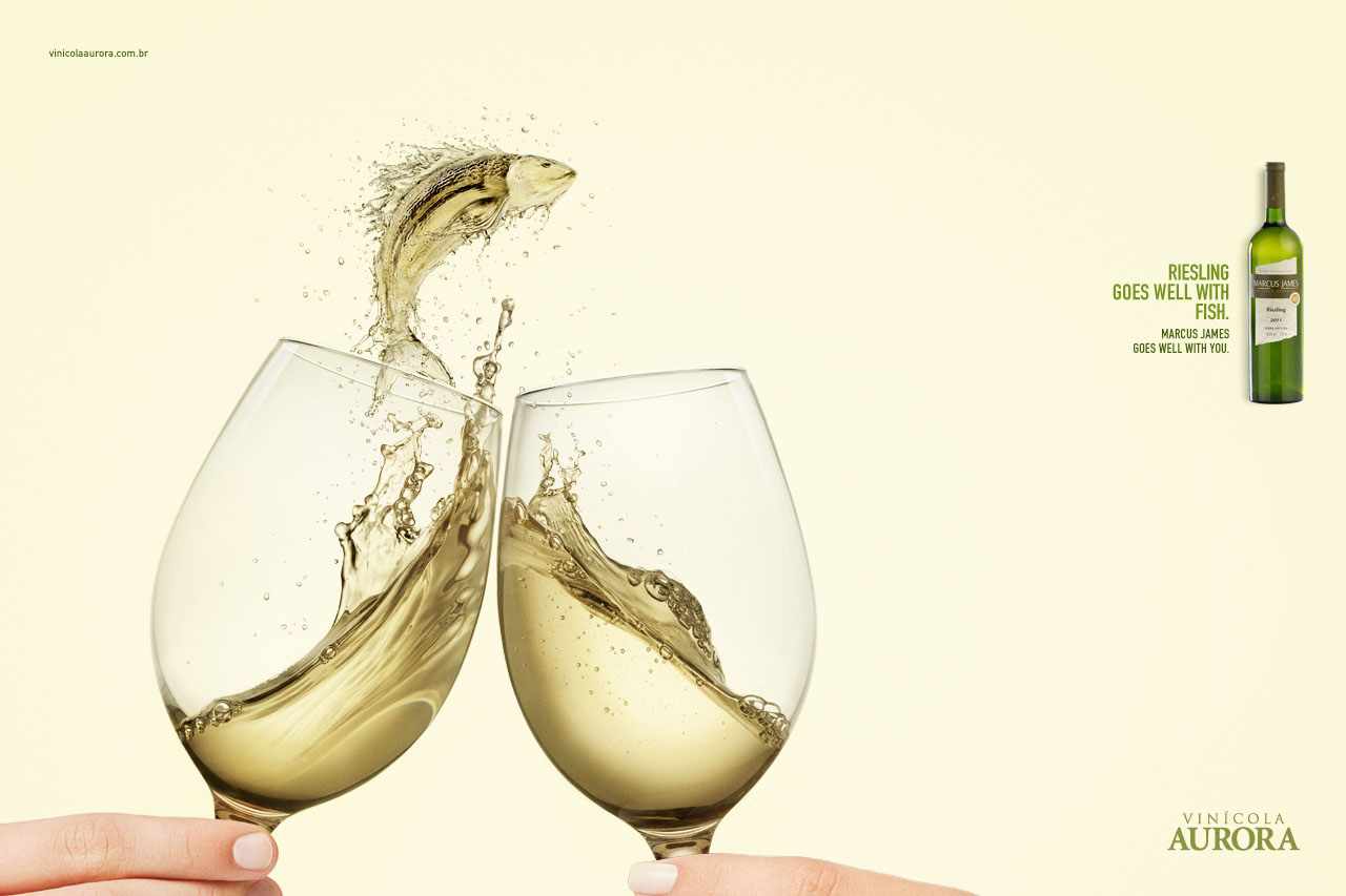 上海廣告設(shè)計(jì)公司公司國(guó)外Aurora Wines 氣泡酒葡萄酒平面廣告創(chuàng)意設(shè)計(jì)欣賞-魚篇