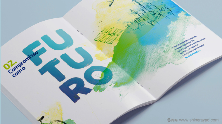 REN國際電力電網(wǎng)能源公司可持續(xù)發(fā)展清新水彩手繪企業(yè)宣傳畫冊設(shè)計5