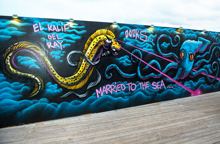 碼頭夜總會酒吧海洋生物文化墻壁紙插畫設計-海蛇-上海品牌設計公司商業(yè)插畫設計欣賞