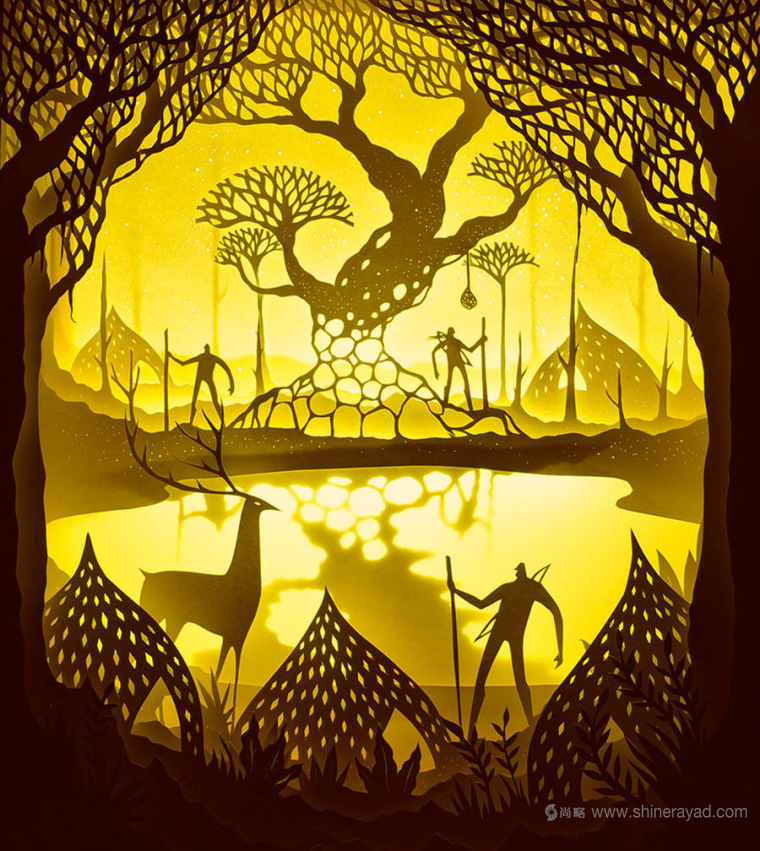 上海平面設(shè)計(jì)公司藝術(shù)修養(yǎng)：夢(mèng)幻上古世界剪紙疊加設(shè)計(jì)藝術(shù)插畫欣賞5