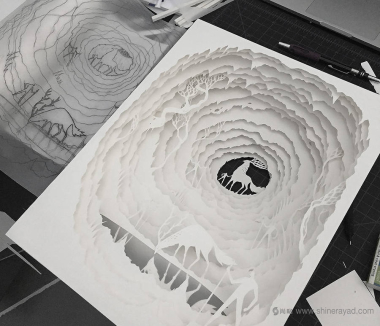 上海平面設(shè)計(jì)公司藝術(shù)修養(yǎng)：夢(mèng)幻上古世界剪紙疊加設(shè)計(jì)藝術(shù)插畫欣賞6