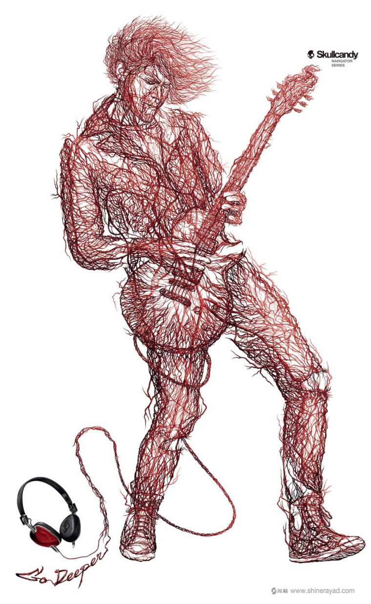 Skullcandy 運動耳機平面廣告創(chuàng)意設(shè)計-吉他篇-上海廣告設(shè)計公司1 Skullcandy 運動耳機平面廣告創(chuàng)意設(shè)計-吉他篇-上海廣告設(shè)計公司1