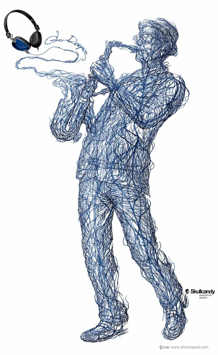 Skullcandy 運動耳機平面廣告創(chuàng)意設(shè)計-薩克斯篇-上海廣告設(shè)計公司2 Skullcandy 運動耳機平面廣告創(chuàng)意設(shè)計-薩克斯篇-上海廣告設(shè)計公司2