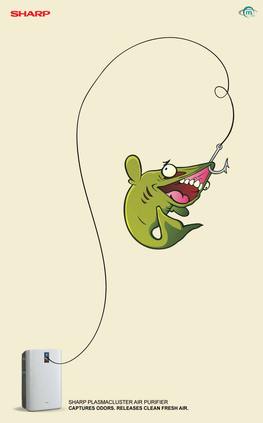 Sharp 夏普空氣濾清器平面廣告創(chuàng)意設(shè)計”魚篇“-尚略廣告上海廣告設(shè)計公司2