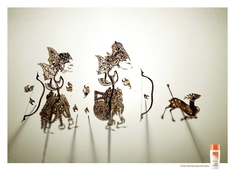 化妝品廣告—Proya Sunblock 珀萊雅防曬霜皮影篇平面廣告創(chuàng)意設計2