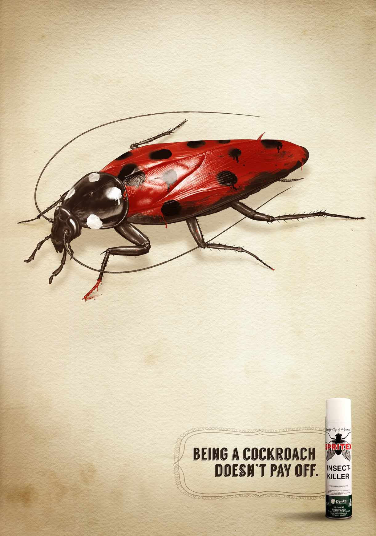 Spritex 殺蟲劑平面廣告創(chuàng)意設計-上海廣告設計公司分享3-蟑螂篇