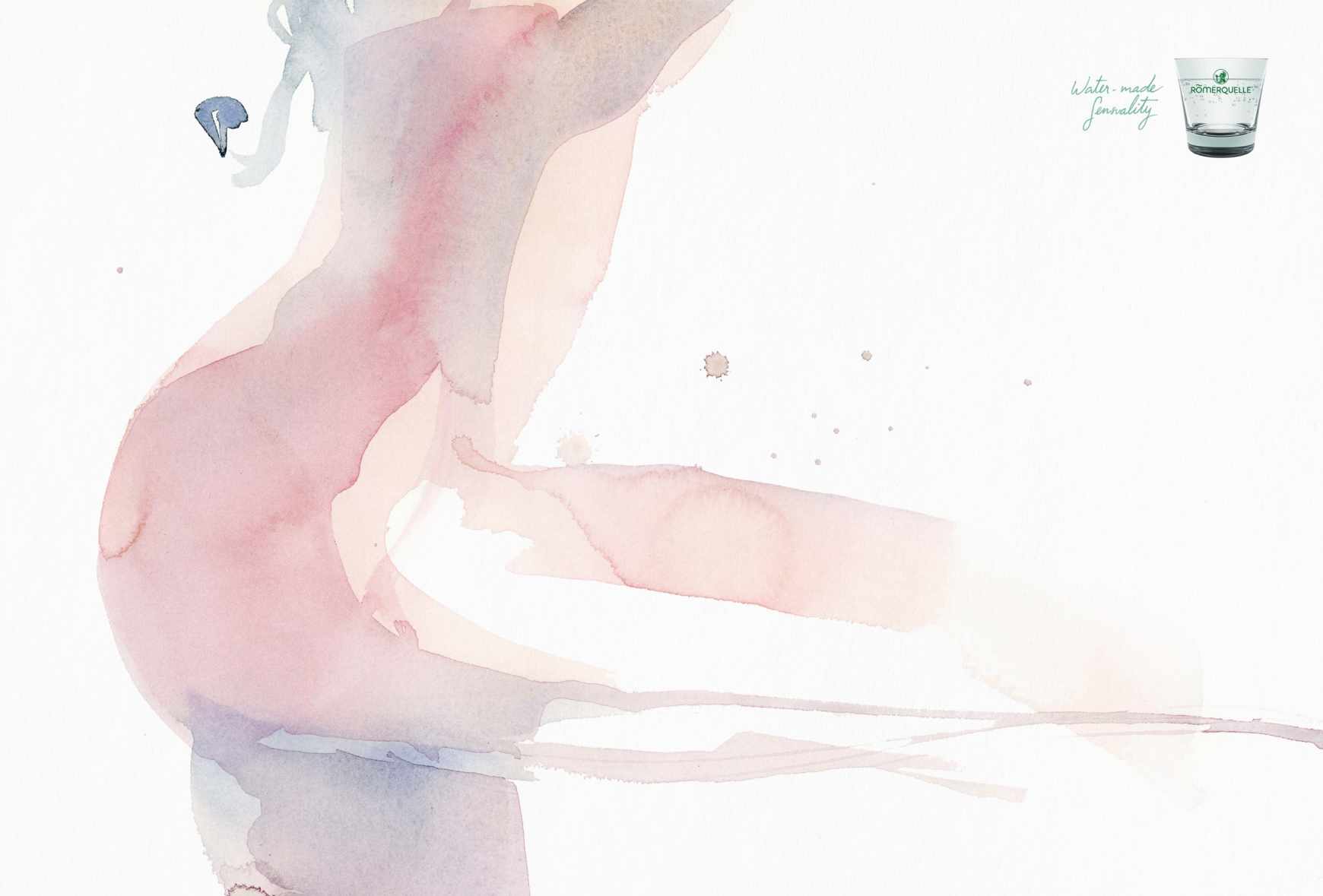R?merquelle 瓶裝礦泉水人體藝術水彩系列平面廣告創(chuàng)意設計1