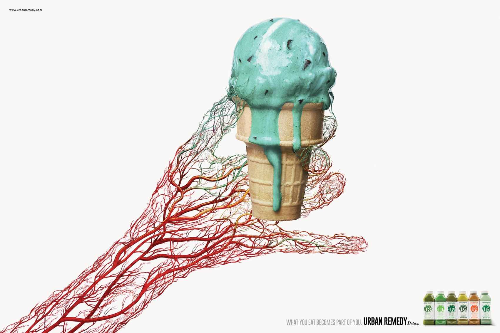 Urban Remedy 健康食品配送公司平面廣告創(chuàng)意設(shè)計之拒絕垃圾食品2-冰淇淋