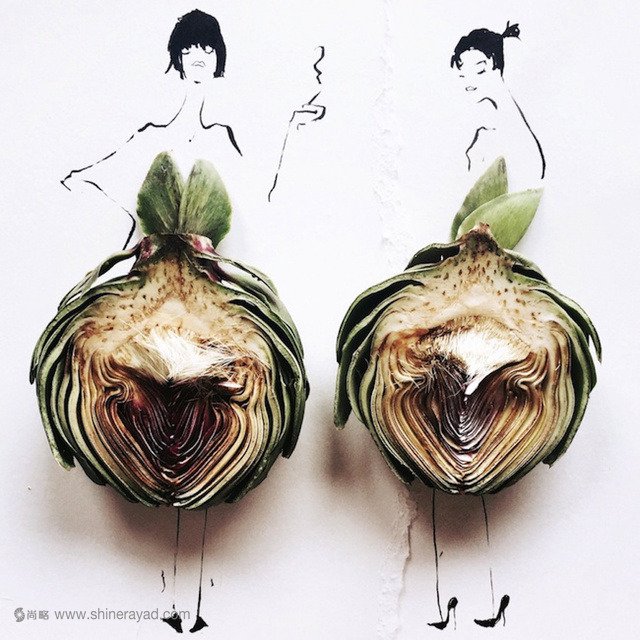 植物女人藝術(shù)搭配畫作-蔬菜