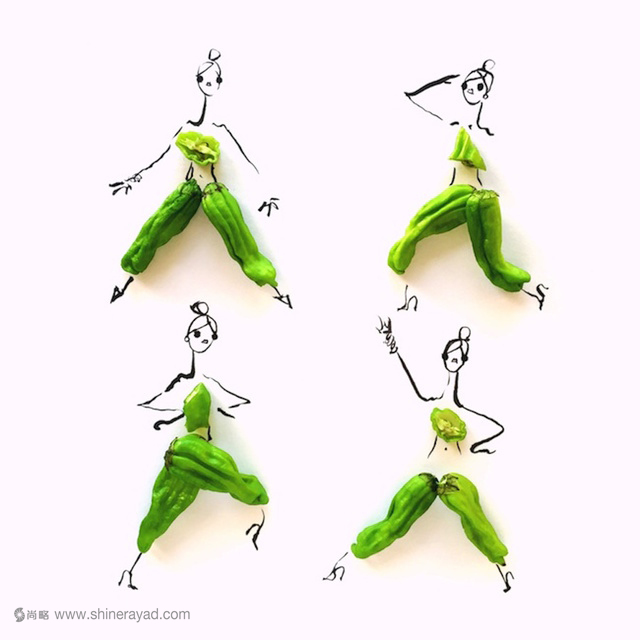植物食物女人藝術(shù)搭配設(shè)計畫作-青椒女人