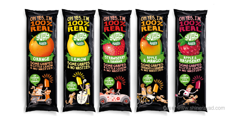 國外包裝設(shè)計(jì)欣賞:插畫風(fēng)格Yummy Lollies 果味棒棒冰外包裝設(shè)計(jì)1