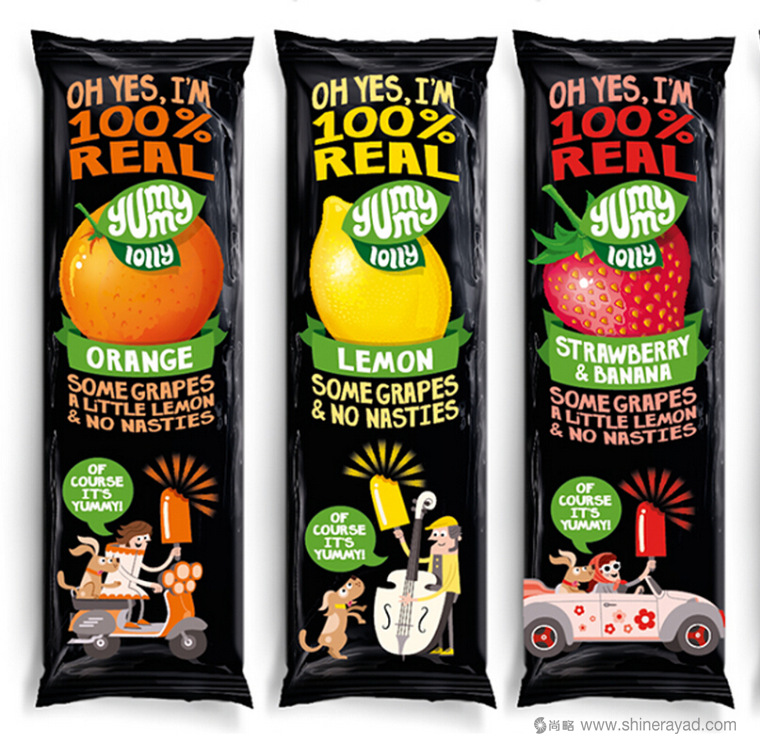 國外包裝設(shè)計欣賞:插畫風(fēng)格Yummy Lollies 果味棒棒冰外包裝設(shè)計2
