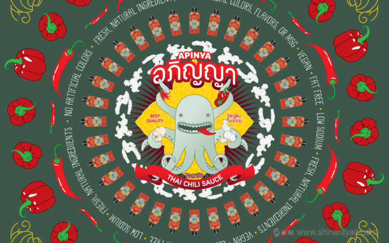 泰國辣醬apinya品牌小章魚核心視覺品牌形象塑造6-明信片設(shè)計(jì)