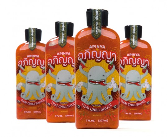 泰國辣醬apinya品牌小章魚核心視覺品牌形象塑造8-辣醬包裝設(shè)計(jì)