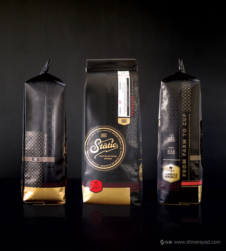 Static Coffee 袋裝咖啡豆咖啡紅黑包裝設(shè)計(jì)2