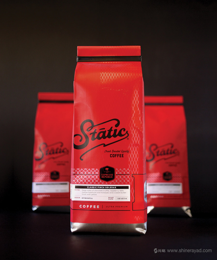 Static Coffee 袋裝咖啡豆咖啡紅黑包裝設(shè)計(jì)3-紅色包裝
