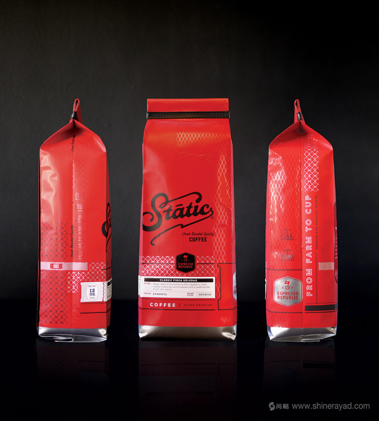 Static Coffee 袋裝咖啡豆咖啡紅黑包裝設(shè)計(jì)4