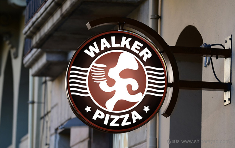1 Walker pizza 披薩連鎖店品牌LOGO設(shè)計(jì)-門頭LOGO廣告燈箱設(shè)計(jì)