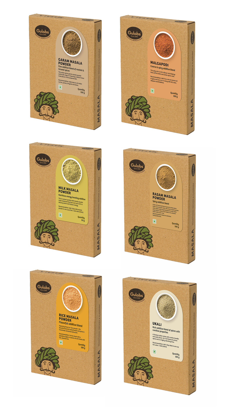 Gulabs 印度食品（零食，調(diào)味品和香料）瓦能紙簡(jiǎn)約包裝設(shè)計(jì)-上海包裝設(shè)計(jì)公司3