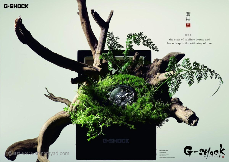 G-shock 手表“枯枝盆景篇”平面廣告創(chuàng)意設(shè)計-上海設(shè)計公司 G-shock 手表“枯枝盆景篇”平面廣告創(chuàng)意設(shè)計-上海設(shè)計公司