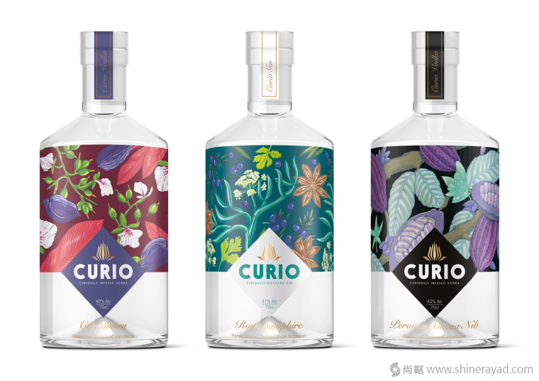 國外手繪植物花卉插畫風(fēng)格洋酒包裝設(shè)計-curio杜松子酒和伏特加酒包裝設(shè)計2 國外手繪植物花卉插畫風(fēng)格洋酒包裝設(shè)計-curio杜松子酒和伏特加酒包裝設(shè)計2
