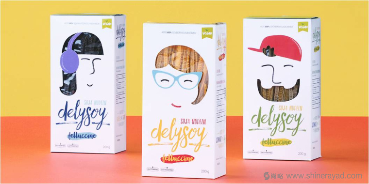 充滿俏皮風(fēng)格的DELYSOY 面條面食包裝設(shè)計欣賞-上海食品包裝設(shè)計公司