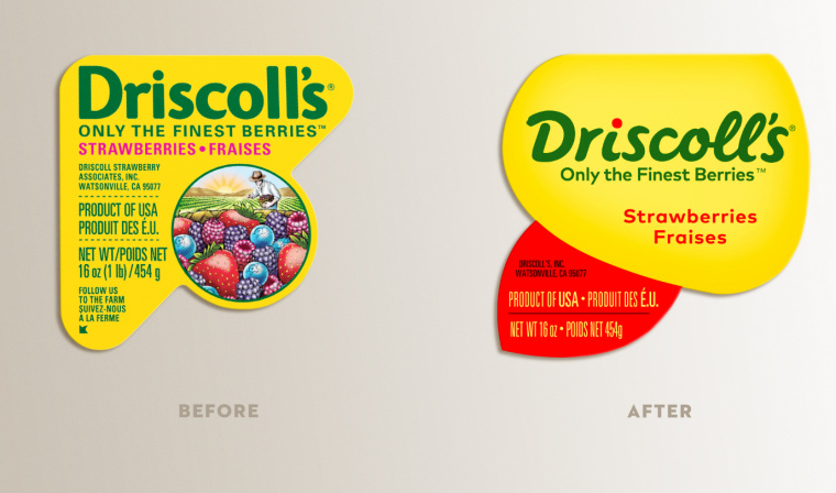 Driscoll''s 漿果新品牌形象設(shè)計草莓藍莓樹莓黑莓水果農(nóng)產(chǎn)品包裝標(biāo)簽新舊對比-上海包裝設(shè)計公司