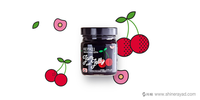 JAM AND JELLY 水果果醬包裝設(shè)計(jì)-草莓醬櫻桃醬橙子醬杏仁醬1