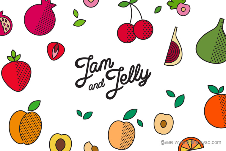 JAM AND JELLY 水果果醬包裝設(shè)計(jì)-草莓醬櫻桃醬橙子醬杏仁醬7