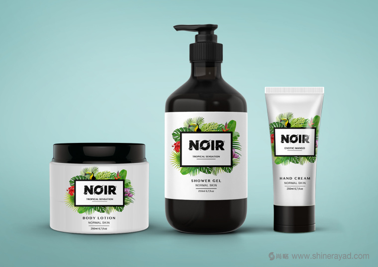 熱帶雨林插畫 NOIR 清潔美容產(chǎn)品化妝品包裝設(shè)計-上海包裝設(shè)計公司1