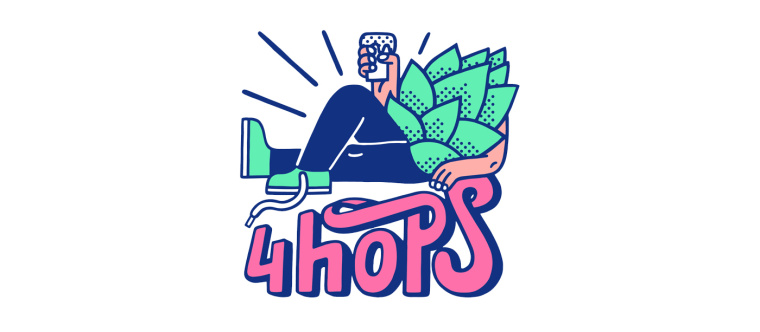 4Hops 啤酒酒吧logo設(shè)計餐廳VI形象線條插畫設(shè)計-上海logo設(shè)計公司設(shè)計收藏1