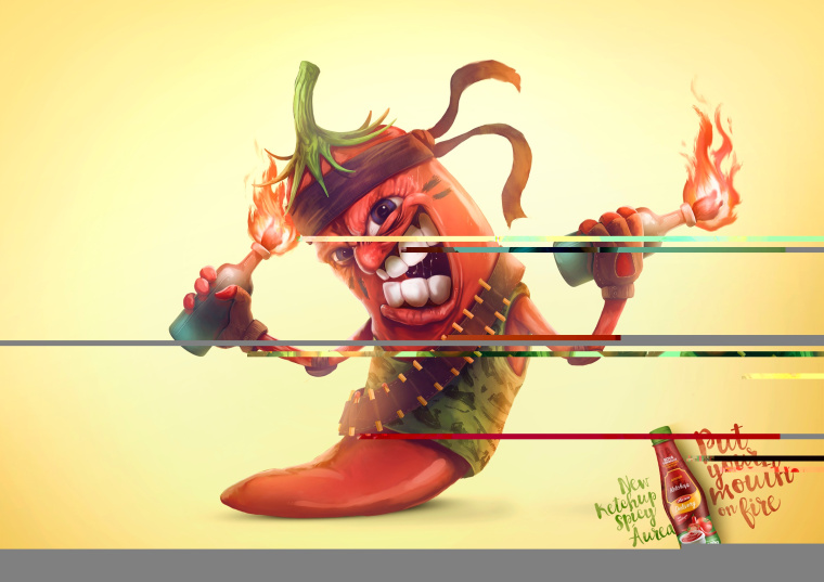 áurea 辣椒油平面廣告創(chuàng)意設(shè)計火焰噴射器篇-上海廣告設(shè)計公司2