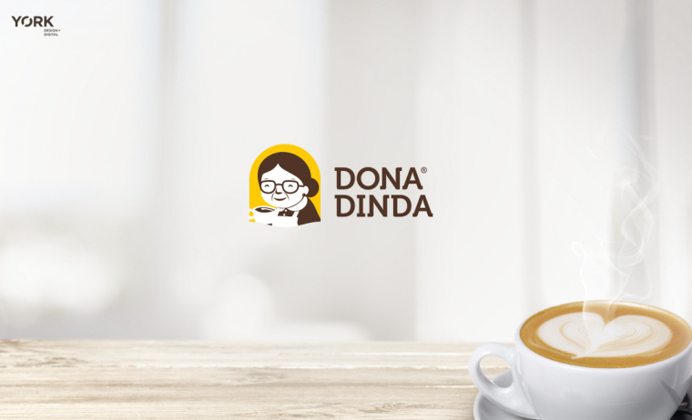 Dona Dinda 老奶奶冷凍食品咖啡人物頭像logo設計-上海logo設計公司2