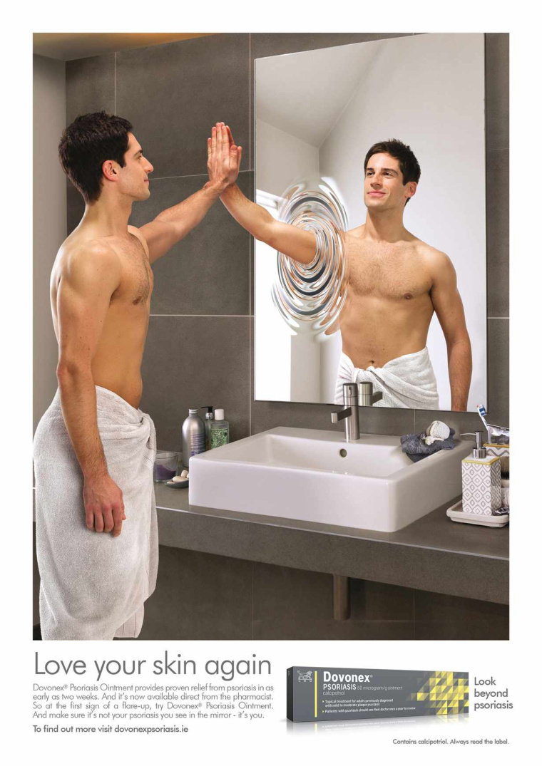 國外藥品廣告欣賞——達(dá)力士Dovonex 軟膏治療牛皮蘚平面廣告創(chuàng)意設(shè)計-上海廣告設(shè)計2