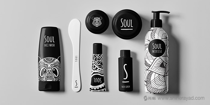 黑白線條插畫設(shè)計風(fēng)格靈魂化妝品包裝設(shè)計-上海包裝設(shè)計公司1