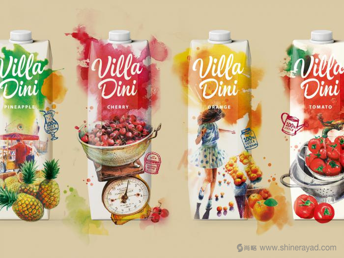 上海包裝設計-Villa Dini 水墨風格水果飲料包裝設計插畫設計1 上海包裝設計-Villa Dini 水墨風格水果飲料包裝設計插畫設計1