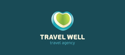 表達(dá)愛情愛心的心形logo設(shè)計(jì)-TRAVEL WELL旅行心LOGO 表達(dá)愛情愛心的心形logo設(shè)計(jì)-TRAVEL WELL旅行心LOGO