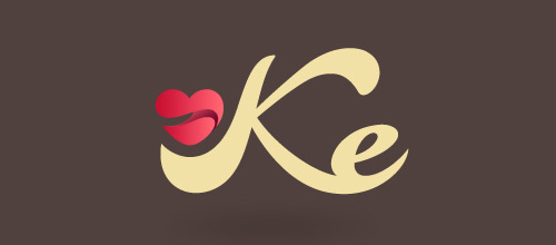 表達(dá)愛情愛心的心形logo設(shè)計(jì)-字母K+心 表達(dá)愛情愛心的心形logo設(shè)計(jì)-字母K+心