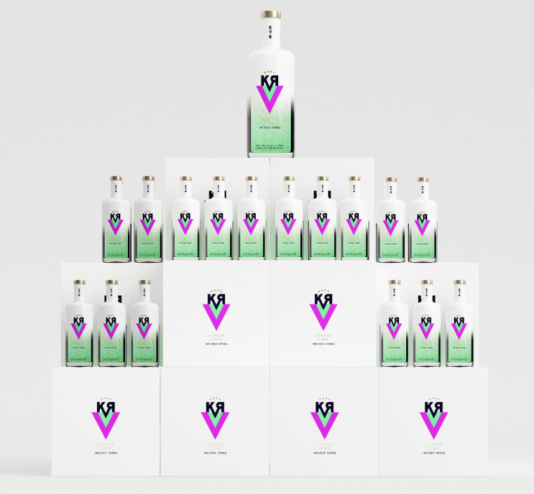 KVR酒精飲料品牌設計包裝設計，互補色箭頭符號，讓包裝超有識別性