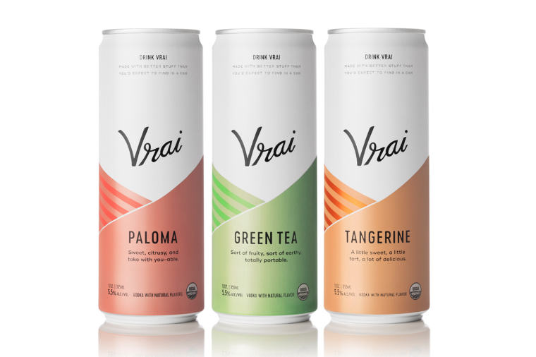 Vrai 品牌灌裝伏特加雞尾酒包裝設(shè)計清爽“V”字母版式 Vrai 品牌灌裝伏特加雞尾酒包裝設(shè)計清爽“V”字母版式