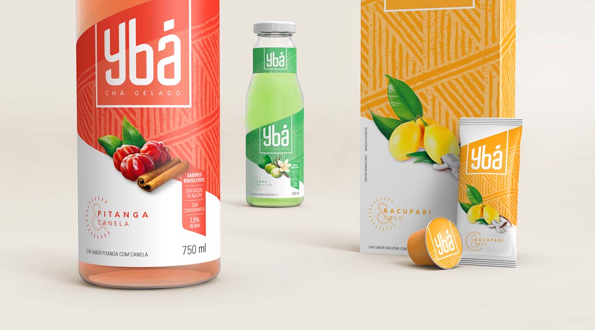 引用神話色彩和水果結(jié)合的Ybá冰茶飲料包裝設(shè)計欣賞