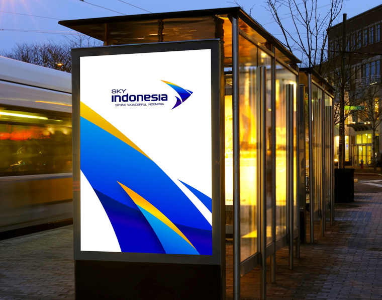 SKY INDONESIA航空公司logo設(shè)計(jì)：代表印尼航空安全\精準(zhǔn)\效率文化\友好的箭鳥logo