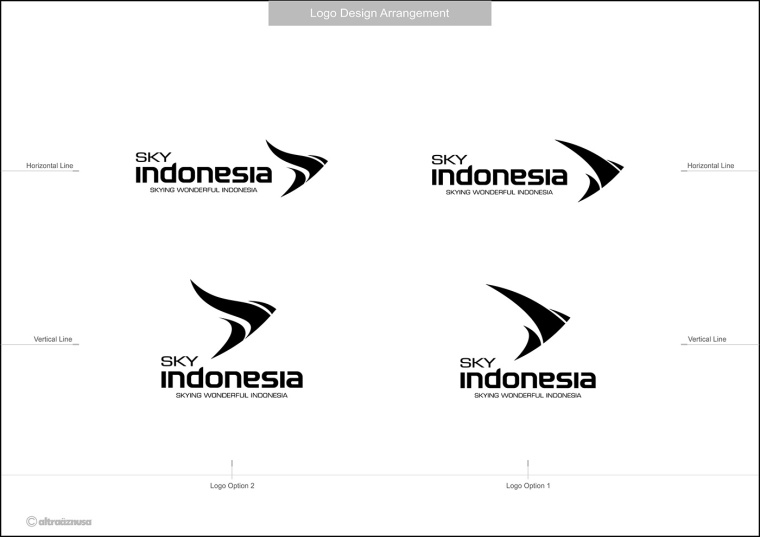 SKY INDONESIA航空公司logo設(shè)計(jì)：代表印尼航空安全\精準(zhǔn)\效率文化\友好的箭鳥logo