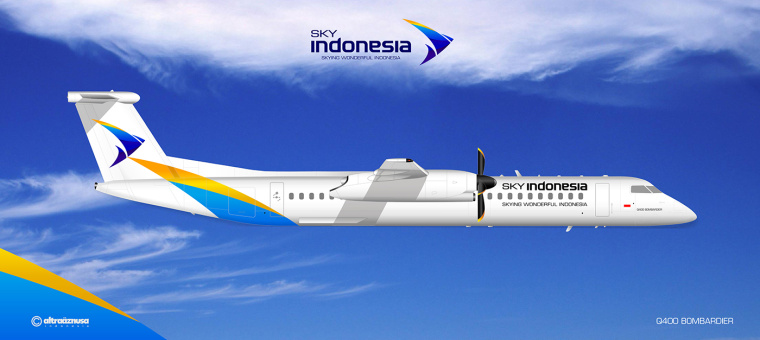 SKY INDONESIA航空公司箭鳥logo設(shè)計(jì)-飛機(jī)涂裝設(shè)計(jì)