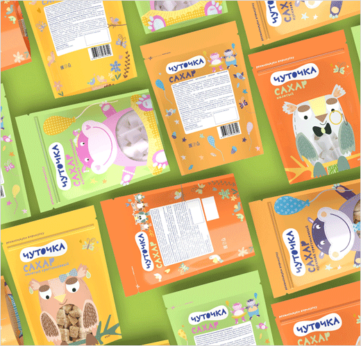 可愛插畫風(fēng) ЧУТОЧКА 食糖包裝設(shè)計