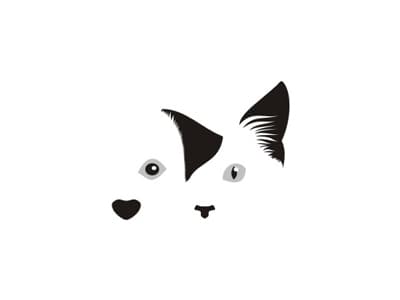 白色狗和貓的標志設(shè)計