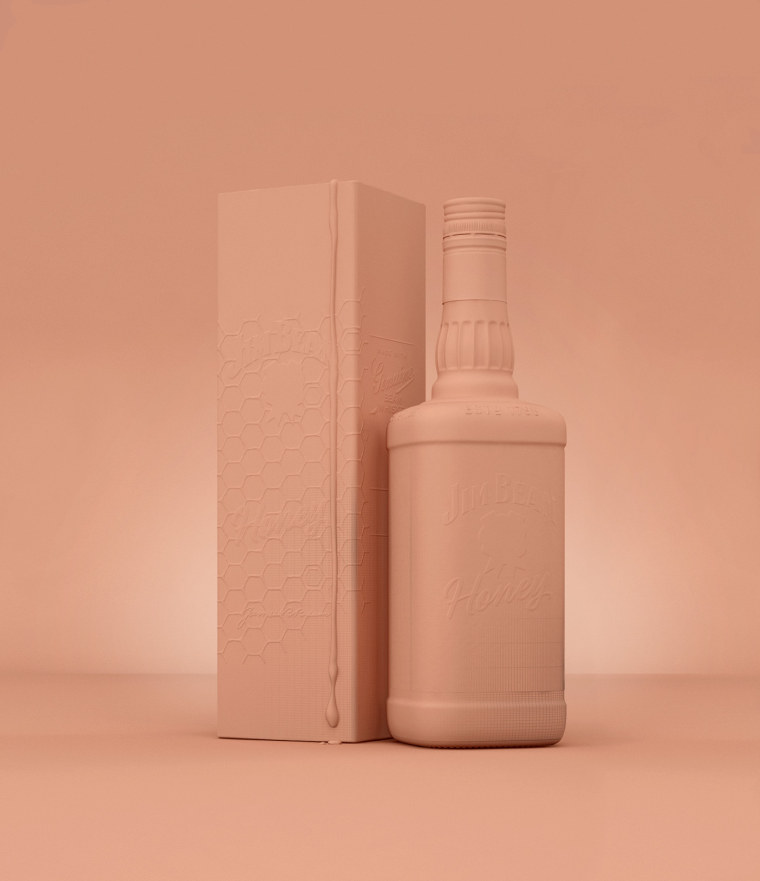 六邊形圖案 Jim Beam 蜂蜜包裝設(shè)計(jì)，極具食欲感