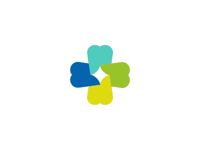 四個彩色的牙齒組合logo設(shè)計(jì)