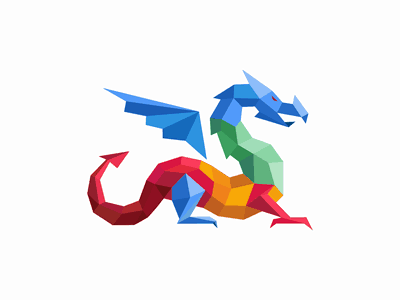 彩虹色的龍logo設(shè)計(jì)