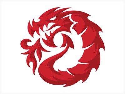 圓形噴火的龍logo設(shè)計(jì)